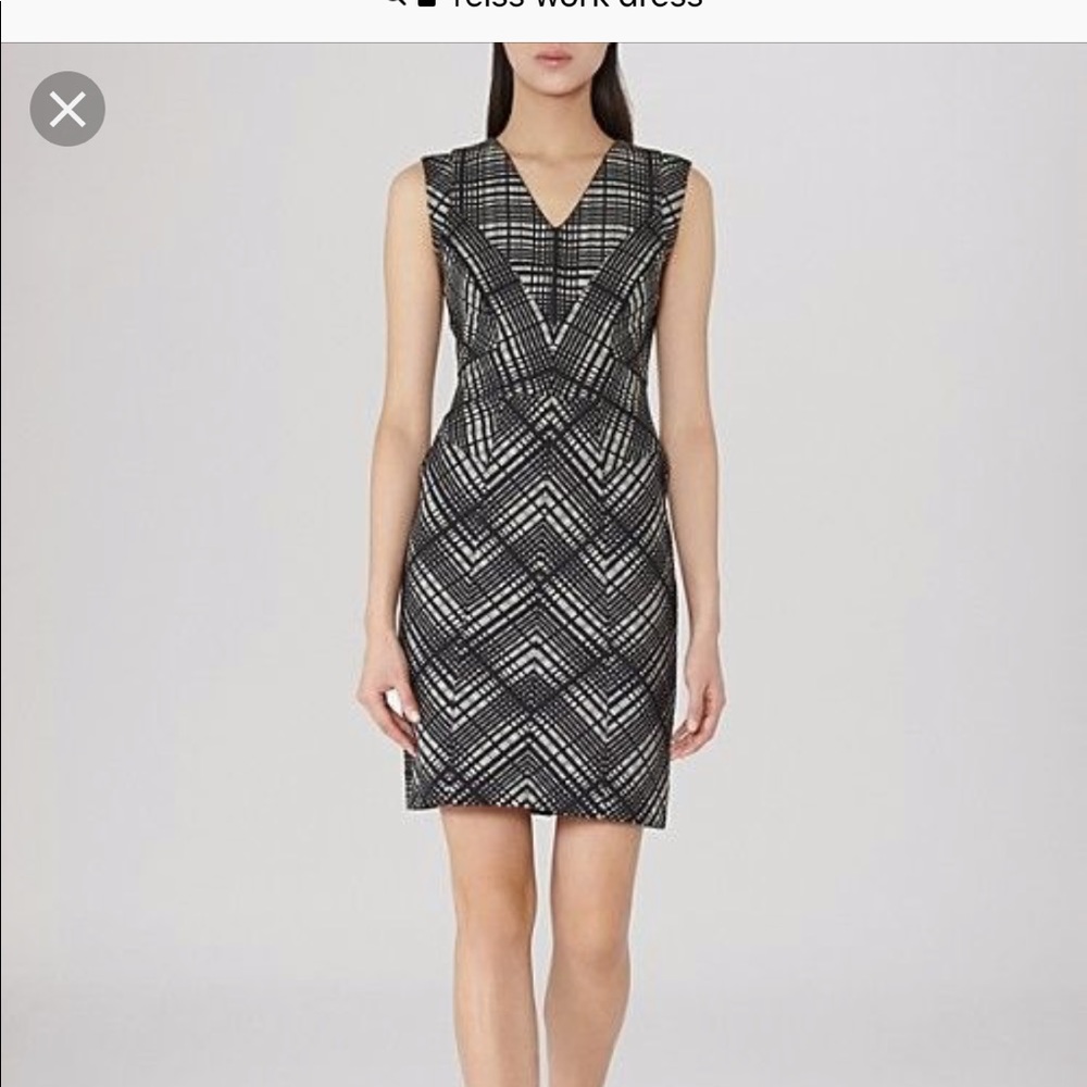 Reiss Nadine Black White sheath dress size 2